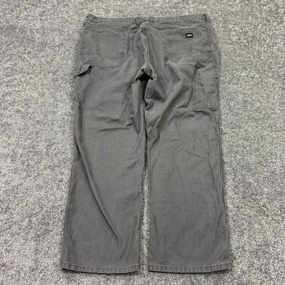 Dickies Pants Mens 42x30 Gray Straight Leg Carpenter Canvas Workwear City Logo - Picture 1 of 7